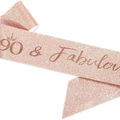 Fascia di compleanno glitter oro rosa 90 & Fabulous con corona per decorazione festa - 90 & Fabulous (Oro Rosa)