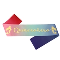 Colorful gradient Quinceañera sash with golden mermaid print and birthday party lettering - Quinceañera Style (3)
