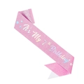 Pink sequin birthday sash with It's My 7th Birthday holographic lettering and stars - Age 7 Birthday Party Sash