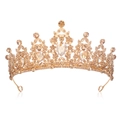 Baroque gold bridal crown with sparkling teardrop crystals and vintage rhinestones - No Comb - Light Coffee