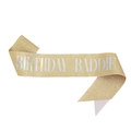Glitter champagne gold birthday baddie sash with holographic lettering for parties - 160*9.5cm / Gold Iridescent