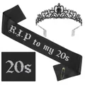 Set per 30 compleanno con fascia nera RIP to my 20s e corona per festa in stile gotico - Taglia unica / Set Nero - It's My Birthday