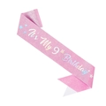 Pink glitter 'It's My 9th Birthday' sash with holographic stars for girls' parties - Age 9 Birthday Party Sash