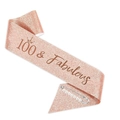 Fascia glitterata oro rosa 100 & Fabulous con spilla di sicurezza in perla bianca - 100 & Fabulous (Oro Rosa)