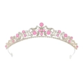 Luxuriöse silberne Brautkrone mit rosa und weißen Strasssteinen für Hochzeiten - Silber Rosa Weiß