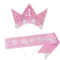 Set zum 4. Geburtstag für Mädchen mit Glitzer-Krone und 'It's My 4th Birthday' Schärpe - 4. Geburtstag Set (Stirnband + Schärpe)