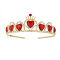 Corona da sposa dorata a cuore con cristalli rosso rubino e strass brillanti per nozze - Corona 2