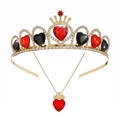 Set diadema dorata e collana a cuore con cristalli rossi e neri per matrimoni e feste - Set Ciondolo Corona Stile 3
