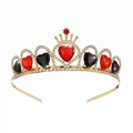 Tiara nuziale dorata a cuore con cristalli rossi e neri e strass per acconciatura sposa - Corona 3