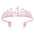 Corona di compleanno rosa con strass e numero 4 per bambine accessori per capelli party - 4Y / Rosa