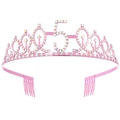 Tiara rosa con strass e numero 5 scintillante per festa di 5 compleanno bambina - 5Y / Rosa