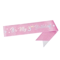 Pink glitter girl's 3rd birthday sash with It's My 3rd Birthday gold text - 3rd Birthday Sash