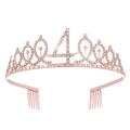 Rose gold tiara for 40th birthday with sparkling rhinestones and securing combs - 4Y / Rose Gold