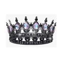 Baroque black crown with purple teardrop gemstones and intricate heart filigree - Black Base & Purple AB