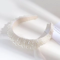 Elegante cerchietto sposa con perle bianche stile vintage francese e fodera velluto - Taglia unica / Perla