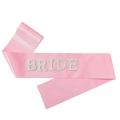 Fascia da sposa in raso rosa con scritta BRIDE in perle e strass per addio al nubilato - Fascia in Raso Rosa (BRIDE Perla Strass)