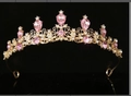 Couronne élégante en alliage doré avec cristal rose et strass pour mariages - Or Blanc Rose