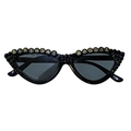 Occhiali da sole occhio di gatto neri con strass e perline Birthday Baddie - Occhio di Gatto Nero Lettera Oro BIRTHDAY BADDIE