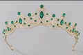 Diadème de mariée doré élégant avec cristaux verts et strass blancs étincelants - Or Blanc Vert
