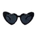 Occhiali da sole neri a cuore con perline RIP 20S e bordo di perle per le feste - Nero Perla Cuore RIP VENTI