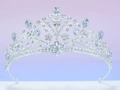 Couronne élégante en alliage argenté avec pierres bleu clair et strass blancs brillants - Argent Blanc
