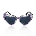 Black heart-shaped sunglasses with pearls and HELLO FORTY text for 40th birthday parties - Black Frame Colorful HELLO FORTY