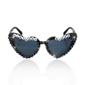 Black heart-shaped birthday queen sunglasses with rhinestones and white letter beads - Black Heart BIRTHDAY QUEEN