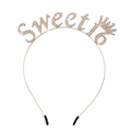 Cerchietto Sweet 16 dorato con strass e piccola corona per festeggiare il compleanno - Taglia unica / 16 Oro