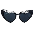 Black heart-shaped sunglasses with Birthday Baddie letter beads and rhinestones - Black Heart BIRTHDAY BADDIE