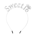 Cerchietto Sweet 16 in strass argento con corona per festa di 16 anni - Taglia unica / 16 Argento