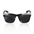 Black heart sunglasses with white beads spelling JUST MARRIED for wedding party - Black JUST MARRIED