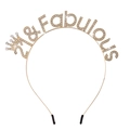 Golden 21 & Fabulous birthday headband with sparkling rhinestones and mini crown motif - One Size / 21 Gold