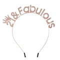 Rose gold 21 & Fabulous birthday headband with rhinestone crown and comfort tips - One Size / 21 Rose Gold