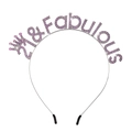 Silver 21 & Fabulous birthday headband with pink rhinestones and crown detail - One Size / 21 Purple