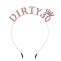 Rose gold Dirty 30 headband with pink rhinestones for 30th birthday party celebration - One Size / 30 Pink