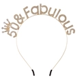 Golden 50 & Fabulous birthday headband with rhinestones and crown detail - One Size / 50 Gold