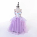 Girl unicorn princess dress featuring purple tulle skirt and 3D floral embroidery - 150cm / Light Purple