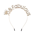 Golden 70 & Fabulous rhinestone birthday headband with crown detail for party - One Size / 70 Gold
