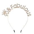 Golden 90 & Fabulous headband with sparkling white rhinestones and a small crown motif - One Size / 90 Gold