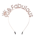 Rose gold 90 & Fabulous rhinestone headband tiara for women's 90th birthday party - One Size / 90 Rose Gold