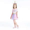 Kleinkind Einhorn Outfit Set mit rosa T-Shirt, Regenbogen-Tutu, Stirnband und Schuhen - 90cm / Rosa Pony