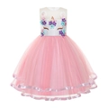 Mädchen Einhorn Prinzessin Kleid mit Blumenstickerei und rosa Tüllrock für Weihnachten - 100 / Rosa