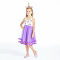 Robe licorne sans manches avec broderie florale et ensemble bandeau assorti pour filles - 100cm / 19007 Licorne Violette