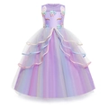 Lila Einhorn Prinzessinnenkleid für Mädchen mit buntem Tüllrock und Blumenstickerei - 110cm / Paars (2103)