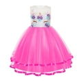 Abito da principessa unicorno per bambine con ricami floreali e gonna in tulle rosa - 100 / Rosa Rossa