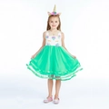 Robe licorne pour enfant avec serre-tête floral et jupe en tulle vert vif multicouche - 100cm / Vert