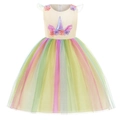 Abito da principessa unicorno arcobaleno per bambine con tulle pastello e corpetto floreale - 100cm / Giallo