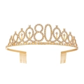 Gold 80th birthday tiara with rhinestones and hair combs for celebration - 80 Years Old Gold