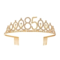 Sparkling gold birthday tiara with rhinestones and number 85 for women's celebration - 85 Years Old Gold