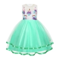 Mädchen Einhorn Weihnachtsfeierkleid mit weißem Oberteil und mintgrünem Tutu-Rock - 100 / Grün